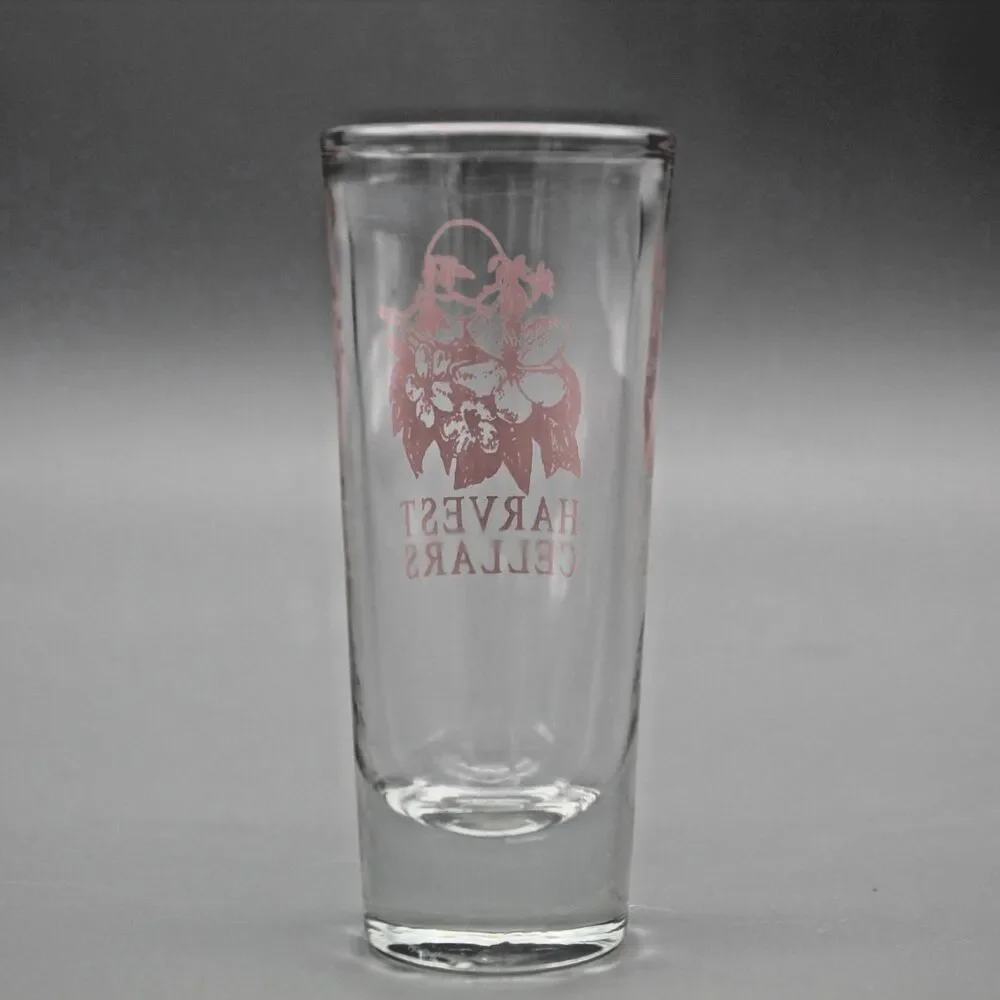 Vintage Harvest Cellars Shot Glass Red Floral Logo Design